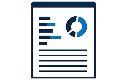 an icon of a bar chart and pie chart on a page.