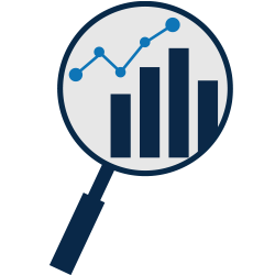 blue magnifying glass over light blue plotlines representing data