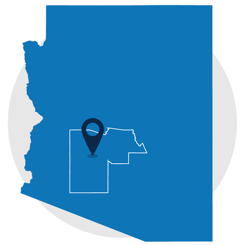 Map of Arizona with pin for Maricopa County