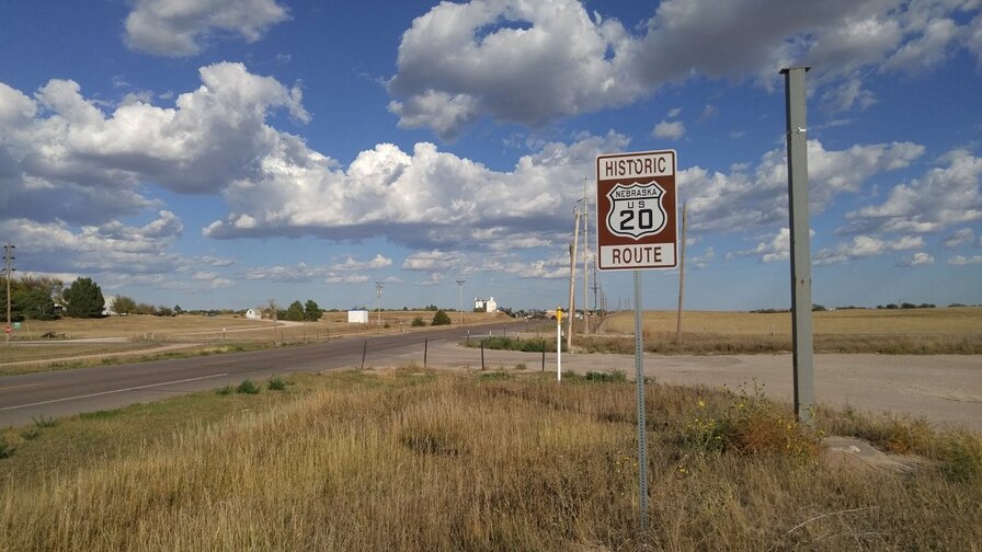 Historic Route 20 sign in Gordon, Nebraska